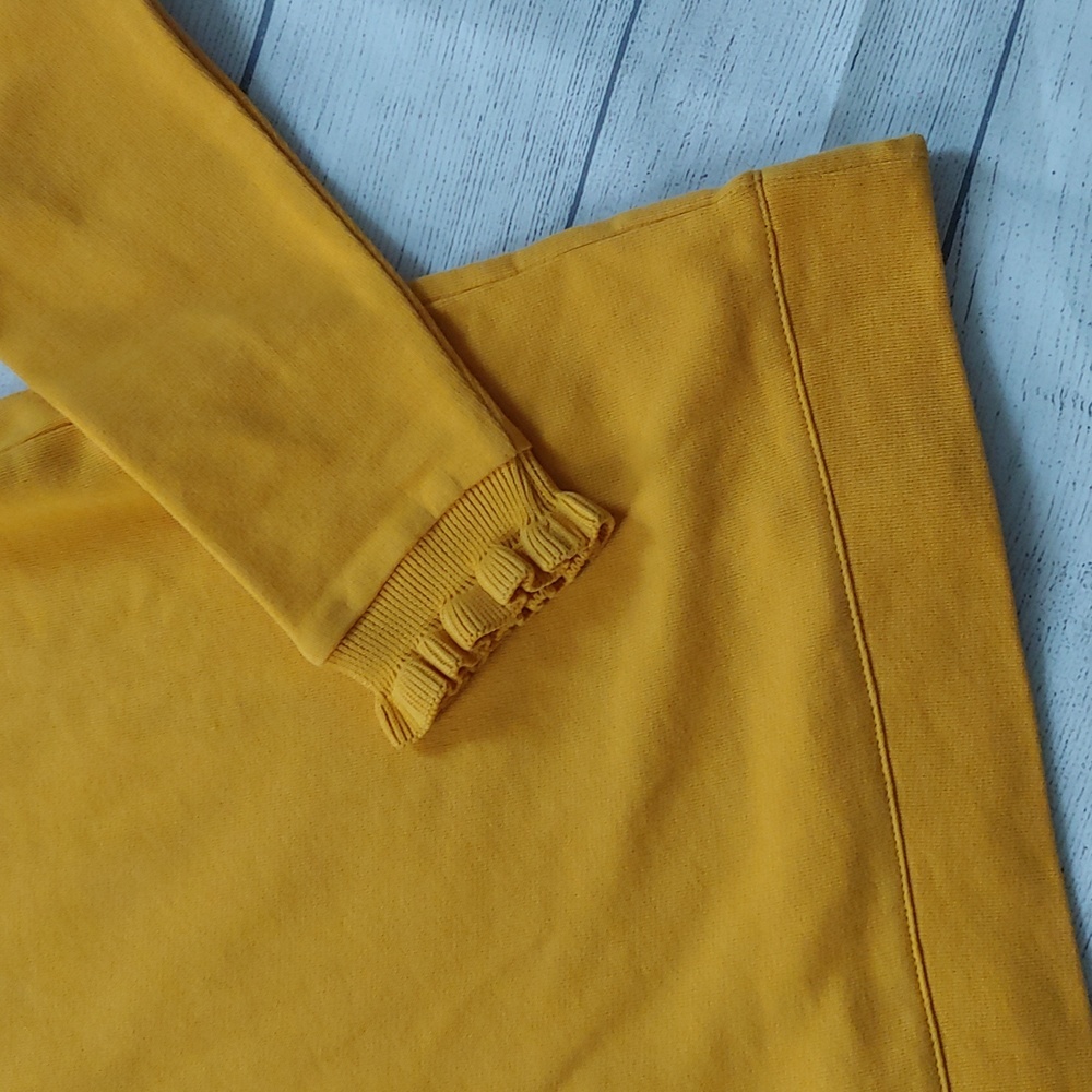 TALBOTS RUFFLE TROM RAGLAM SWEATSHIRT MUSTARD GOLD - Picture 3 of 8